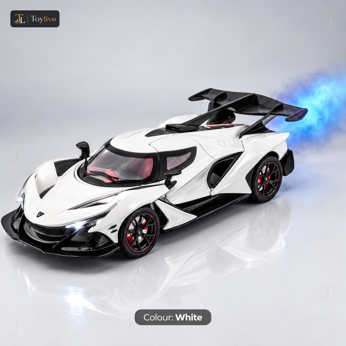 1:24 Die-Cast Hypercar with Smoke Effect – white