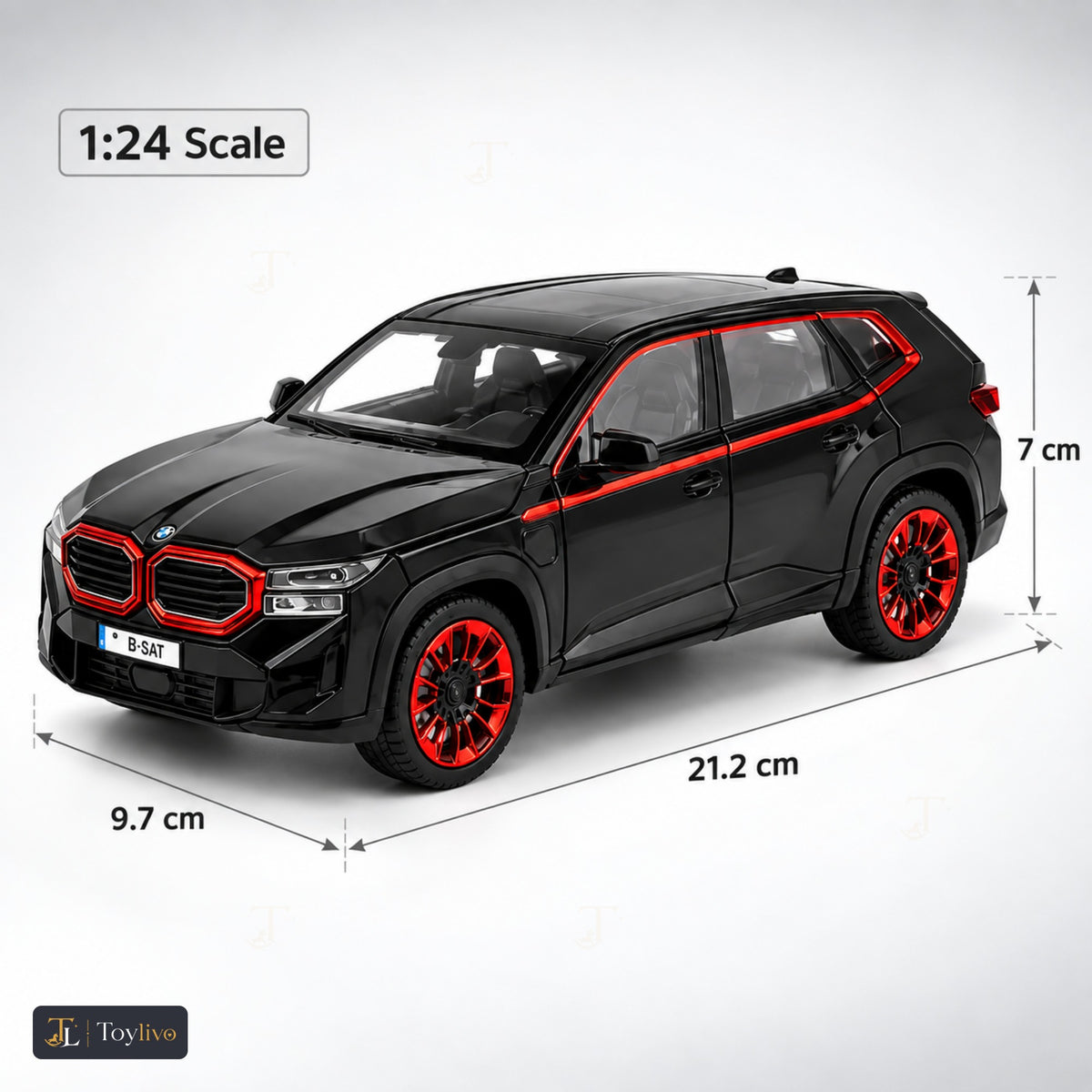 1:24 die-cast luxury coupé-SUV model – black – Size / what is included