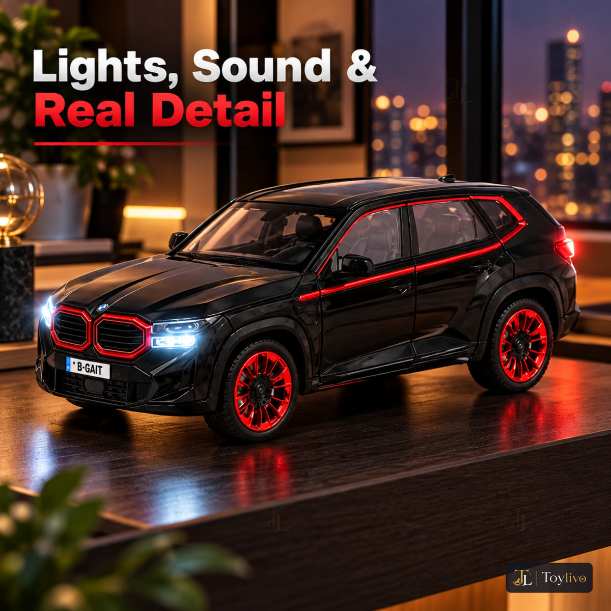 1:24 die-cast luxury coupé-SUV model – black – Lifestyle