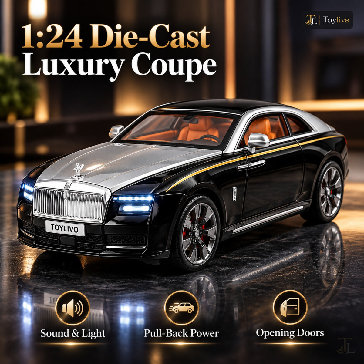 1:24 Die-Cast Rolls Royce Luxury Car Model – features