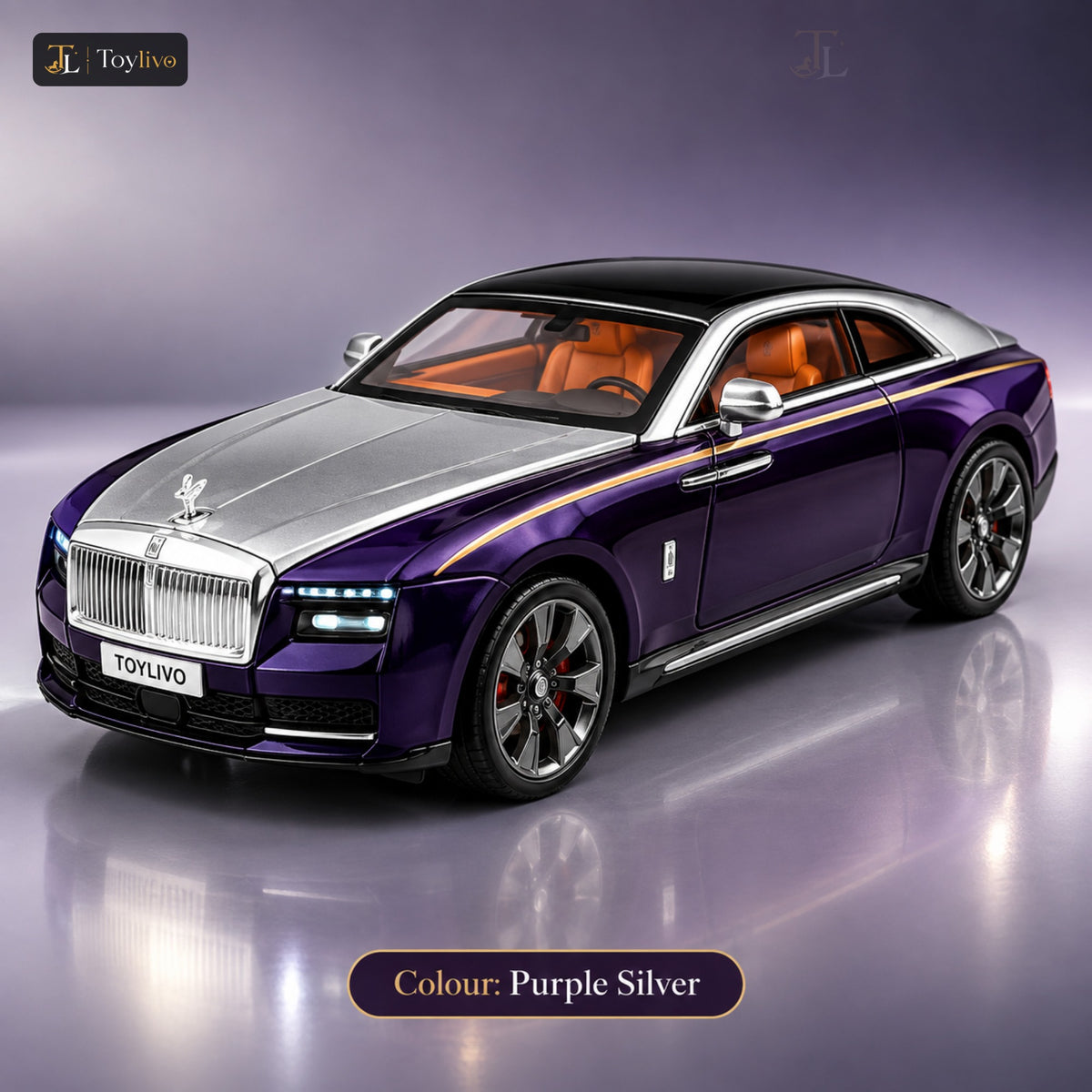 1:24 Die-Cast Rolls Royce Luxury Car Model – purple silver