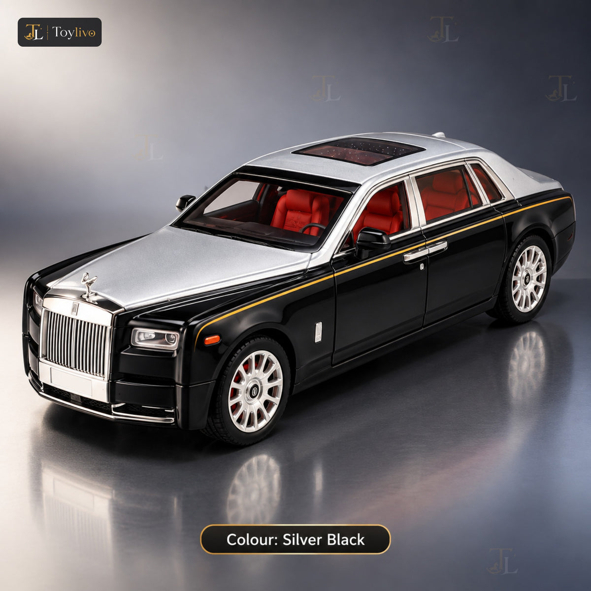 1:18 die-cast Rolls Royce luxury car model – silver black