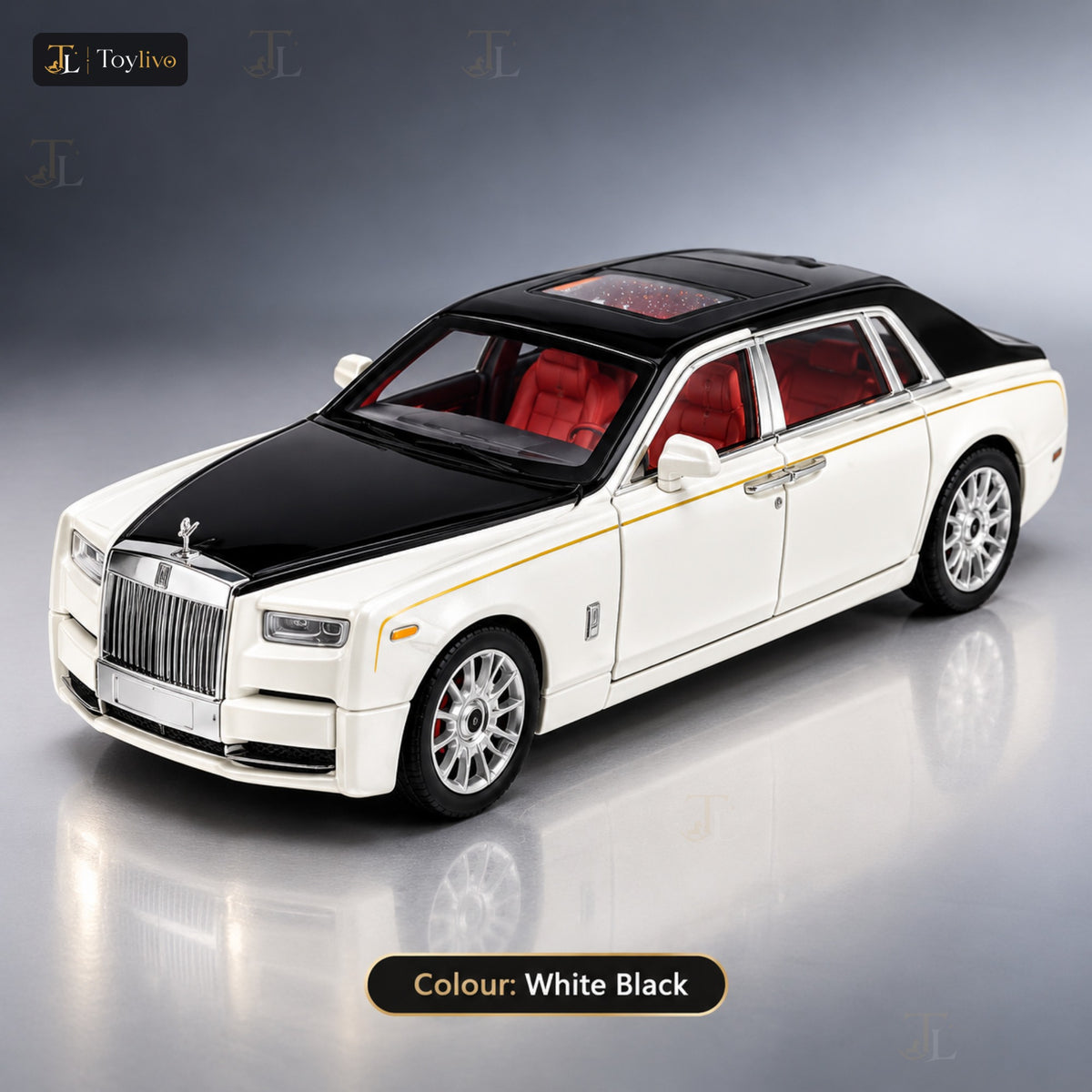 1:18 die-cast Rolls Royce luxury car model – white black