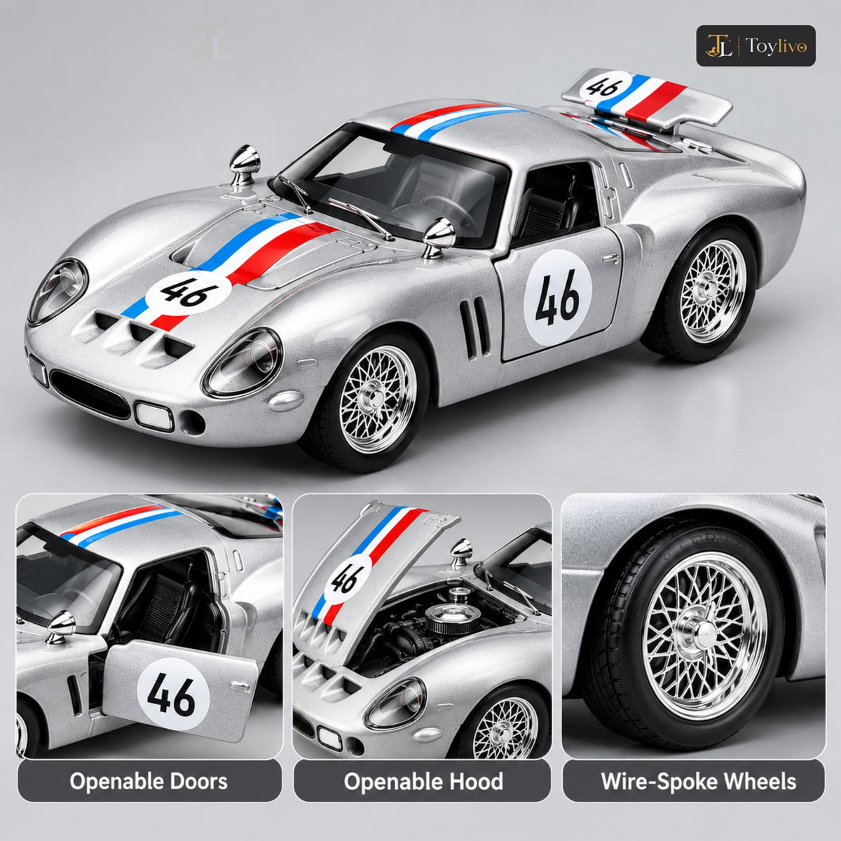 1:32 Die-Cast Classic Race Car Model – features