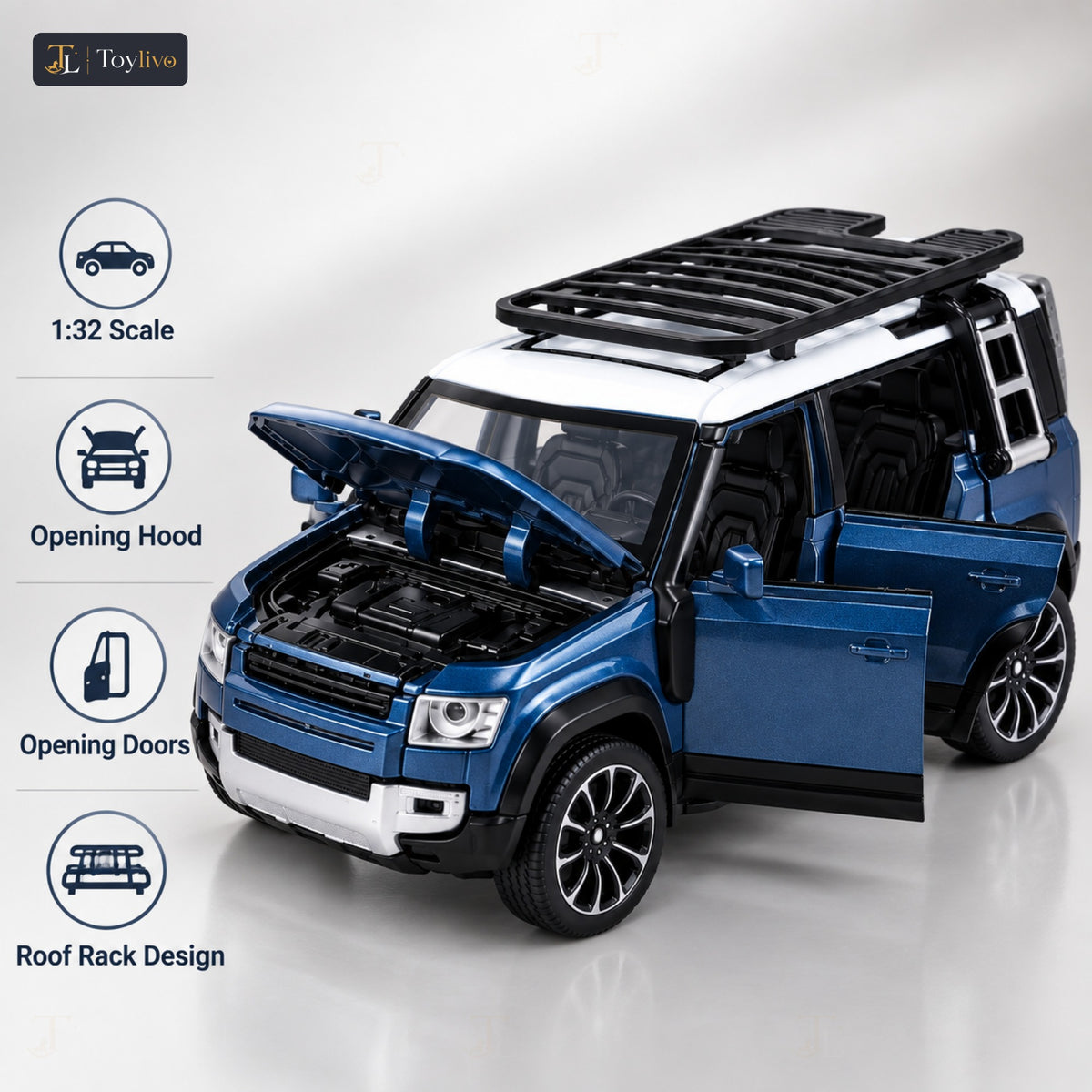 1:32 die-cast off-road SUV model – blue – Key features