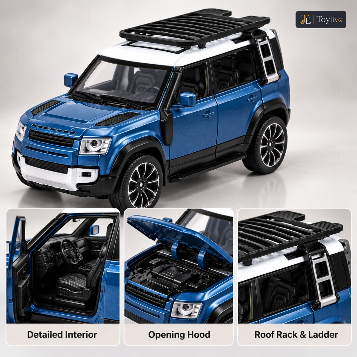 1:32 die-cast off-road SUV model – blue – Details and close-ups