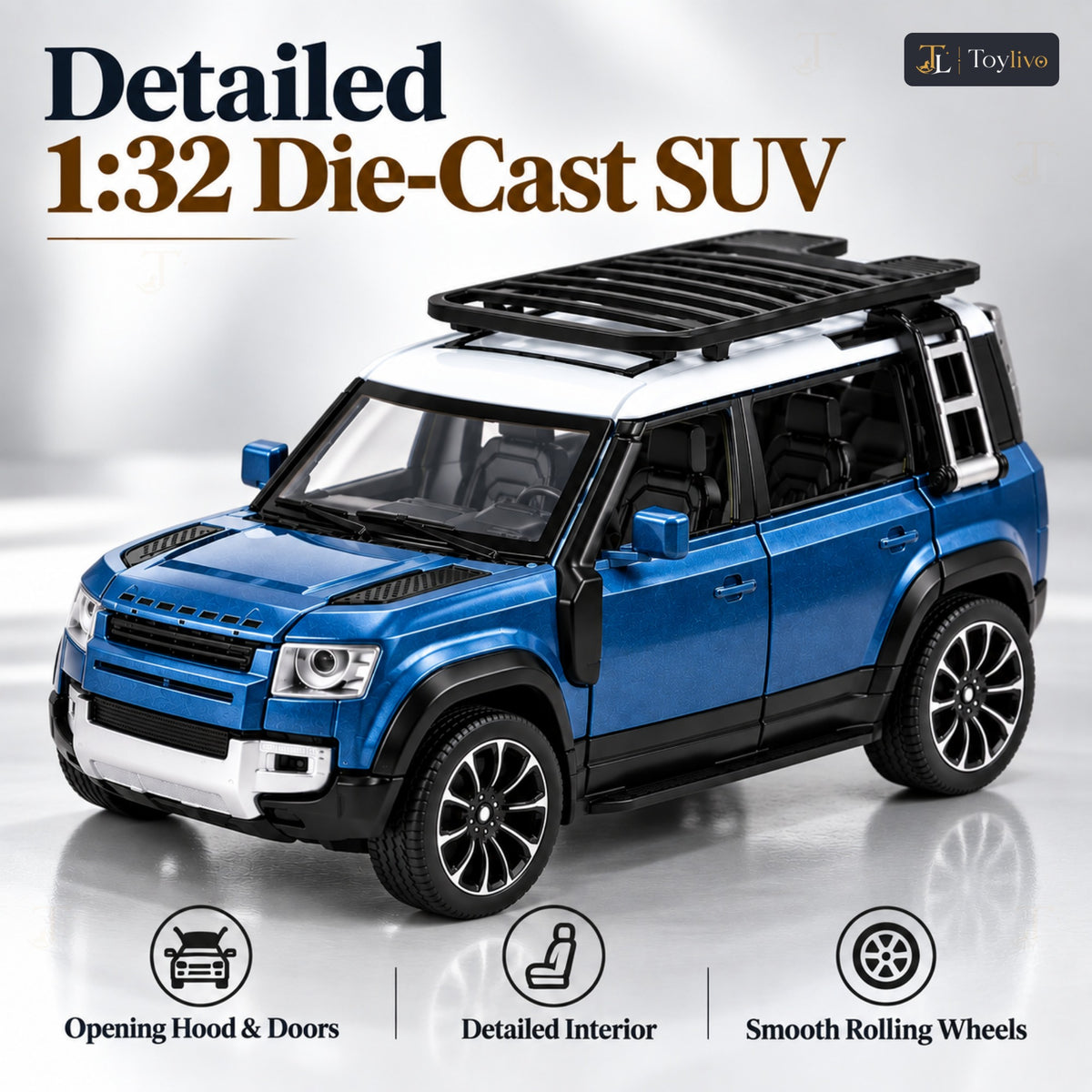 1:32 die-cast off-road SUV model – blue – Benefits