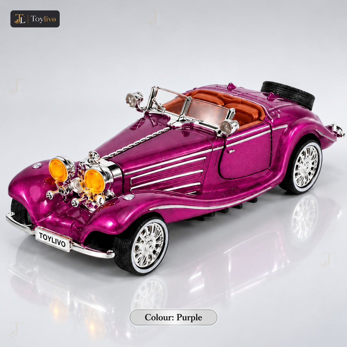 1:32 Die-Cast Mercedes 500K Vintage Car Model – purple