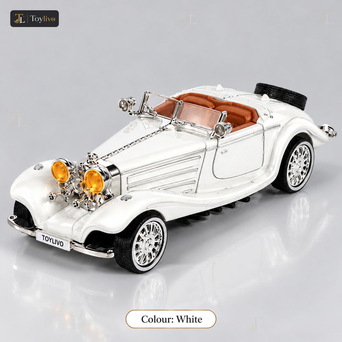1:32 Die-Cast Mercedes 500K Vintage Car Model – white