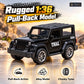 1:36 die-cast pull-back off-road model – black – Benefits