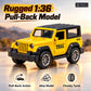 1:36 die-cast pull-back off-road model – yellow – Benefits