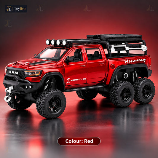 1:32 die-cast 6x6 off-road pickup truck model – red