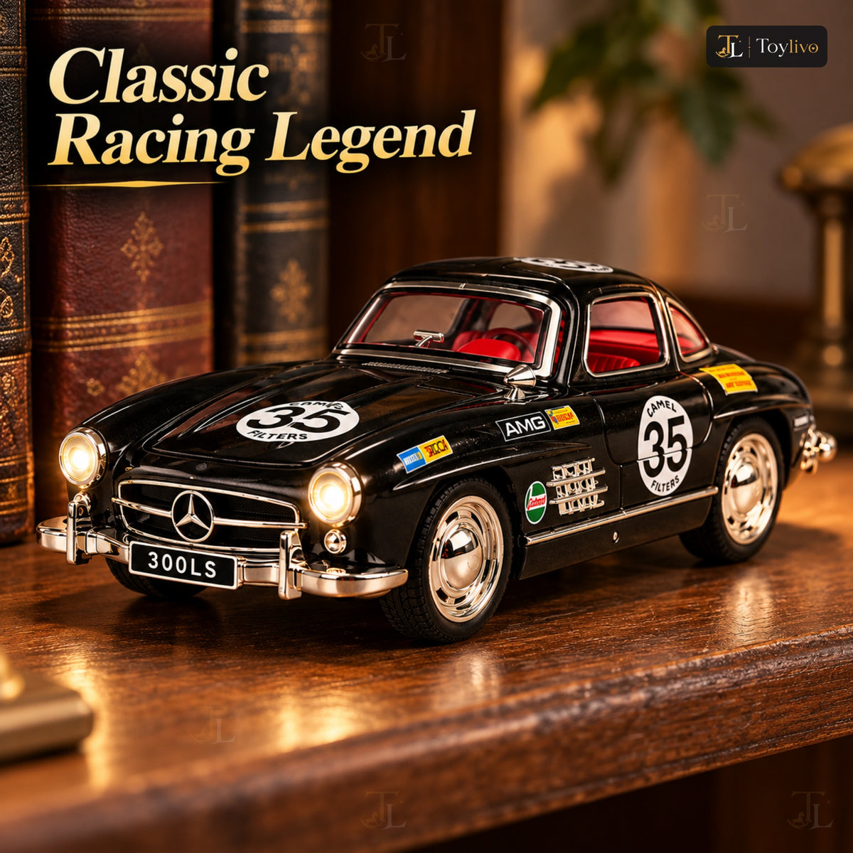 1:32 die-cast 300SL classic racing car model – features