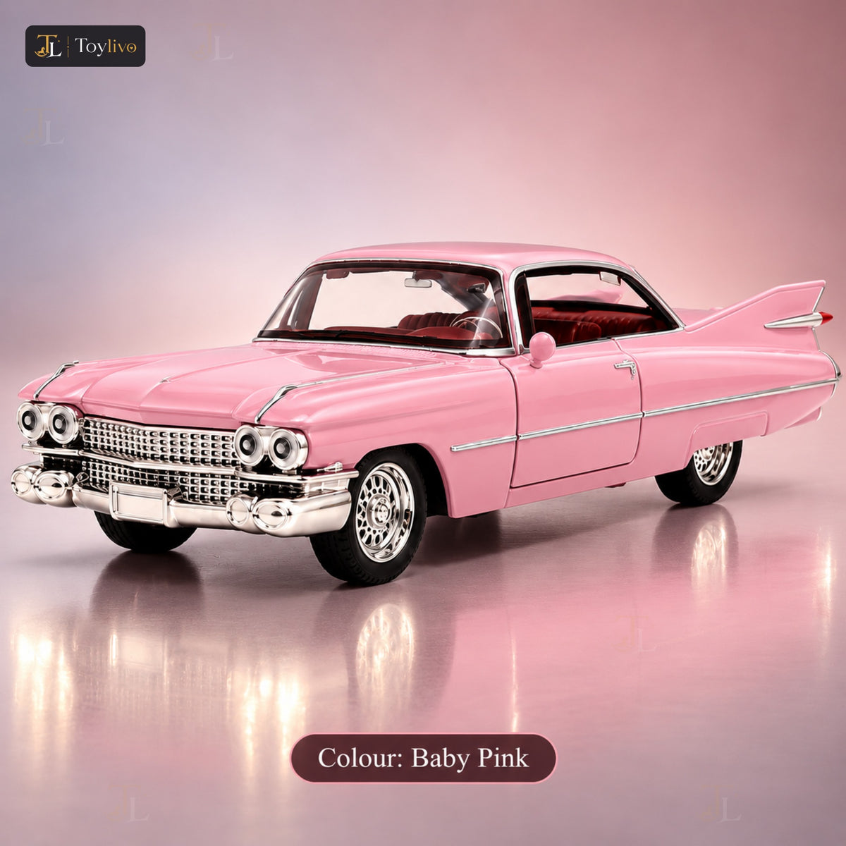 1:32 die-cast Cadillac classic car model – baby pink
