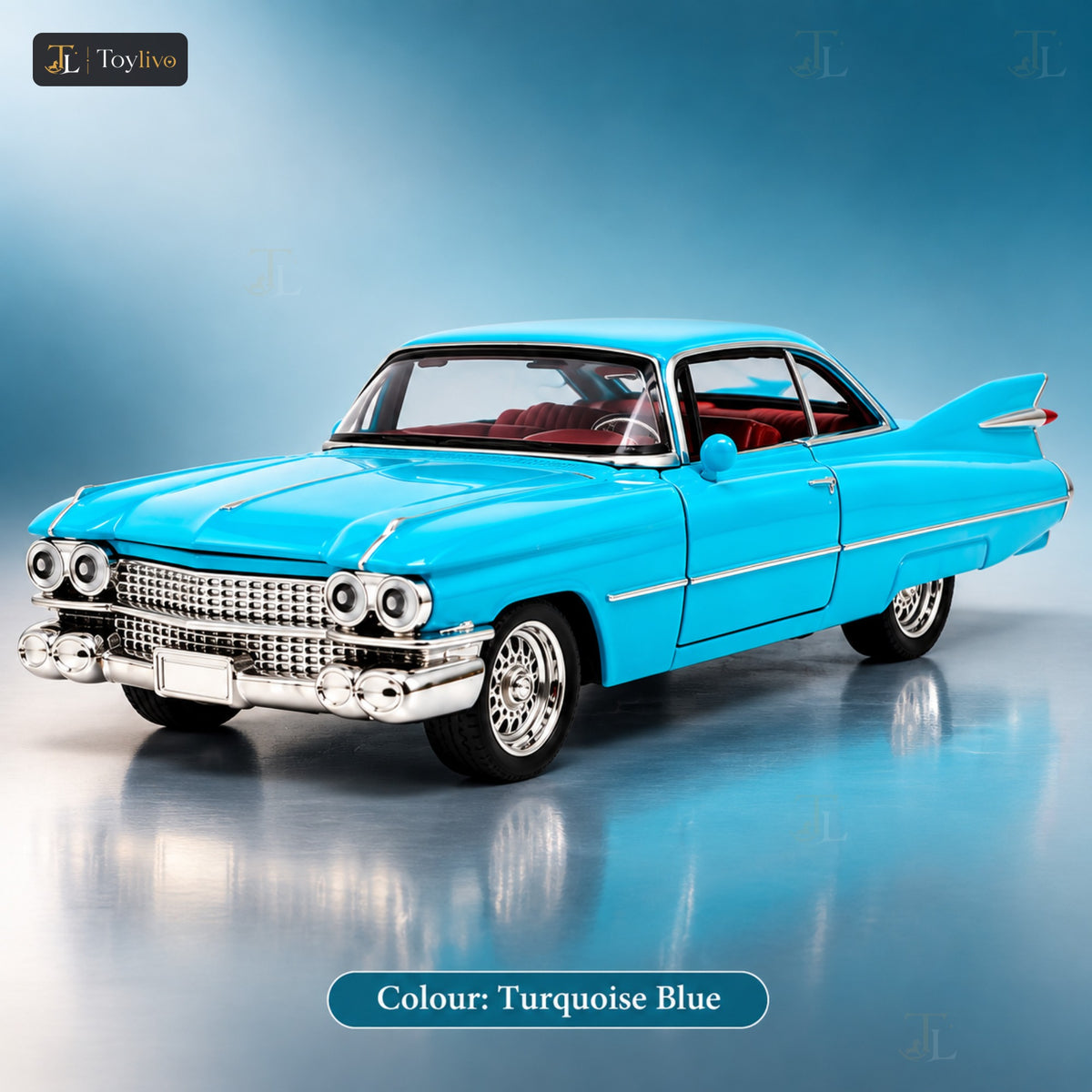 1:32 die-cast Cadillac classic car model – turquoise blue