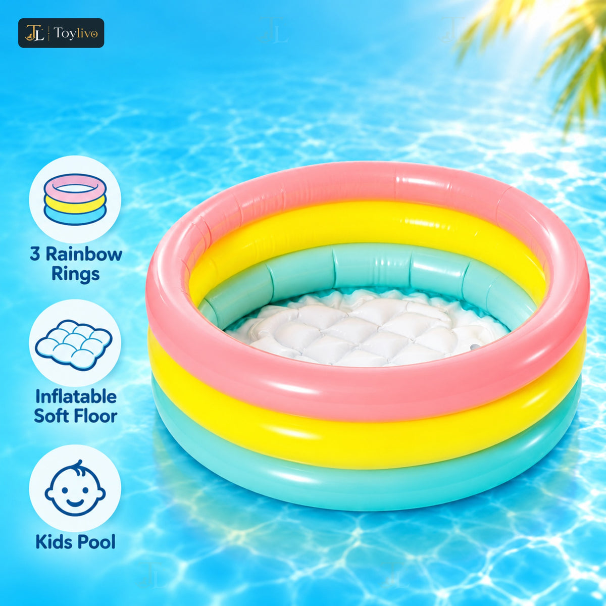 Intex Sunset Glow 3-Ring Baby Pool (Small) – features