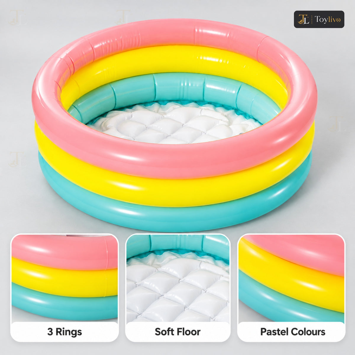 Intex Sunset Glow 3-Ring Baby Pool (Small) – features