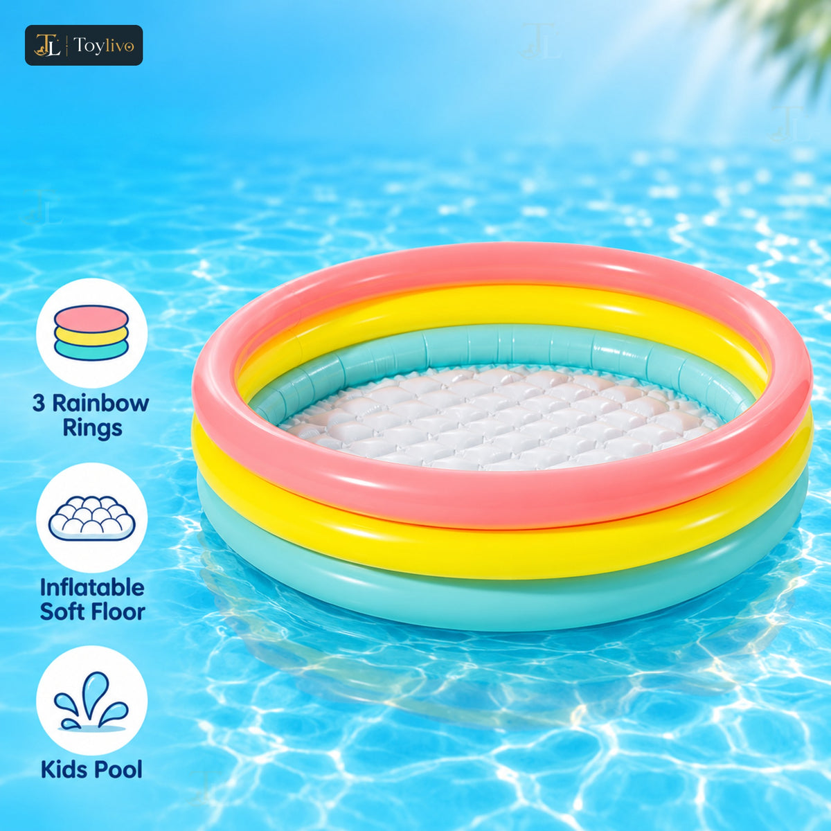 Intex Sunset Glow 3-Ring Baby Pool – features