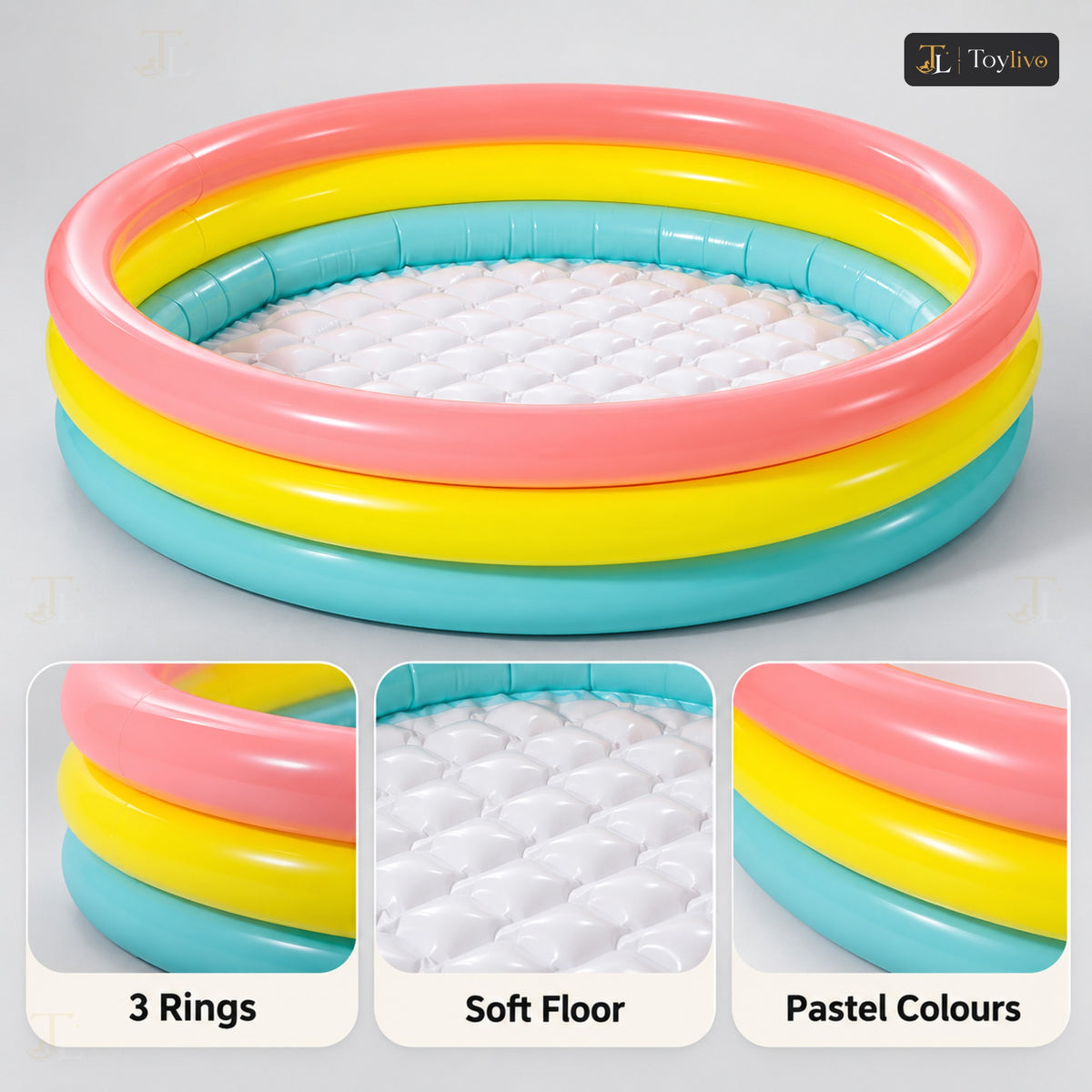Intex Sunset Glow 3-Ring Baby Pool – features