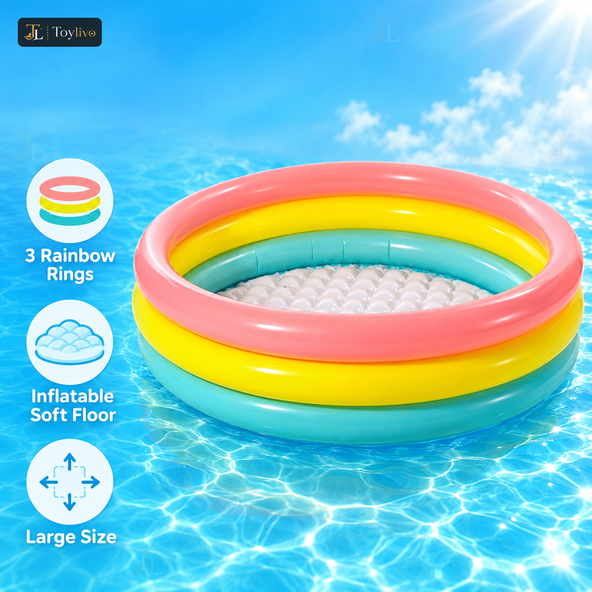 Intex Sunset Glow 3-Ring Baby Pool (Large) – features