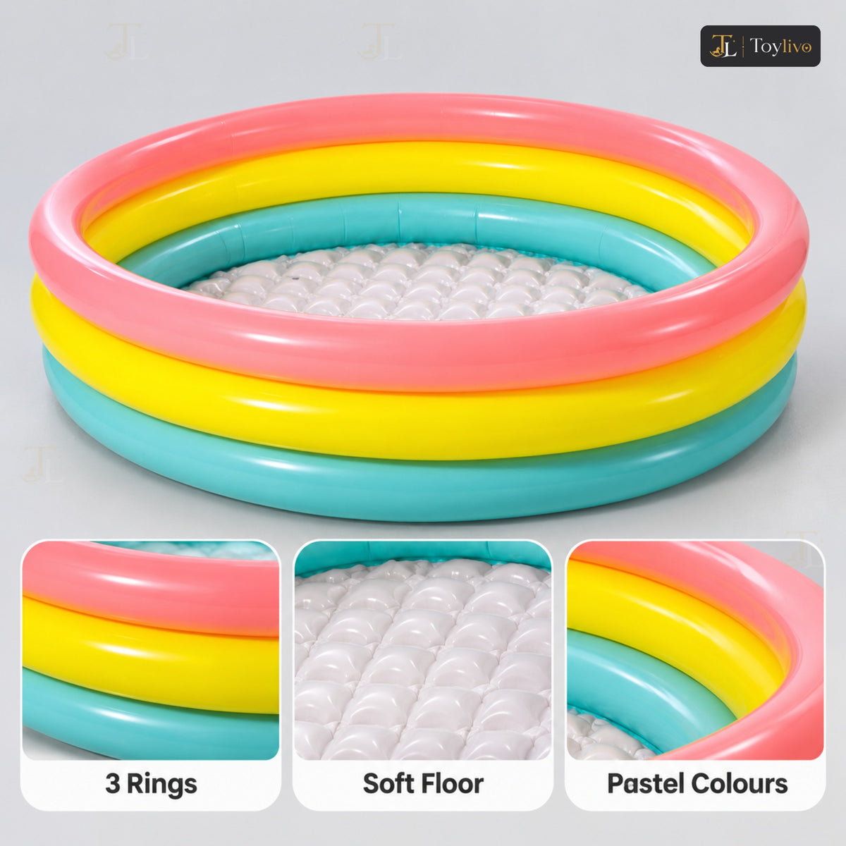 Intex Sunset Glow 3-Ring Baby Pool (Large) – features
