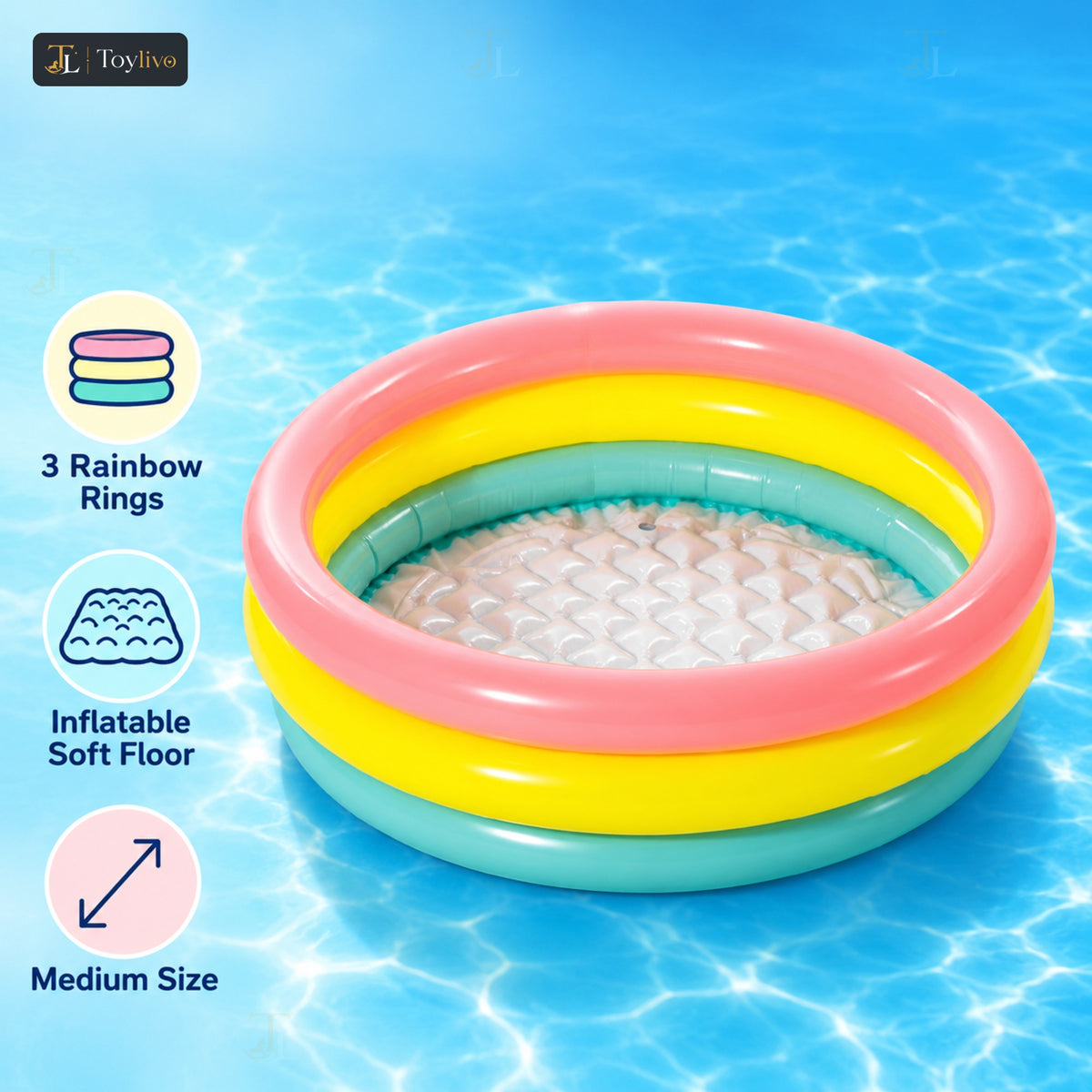 Intex Sunset Glow 3-Ring Baby Pool (Medium) – features