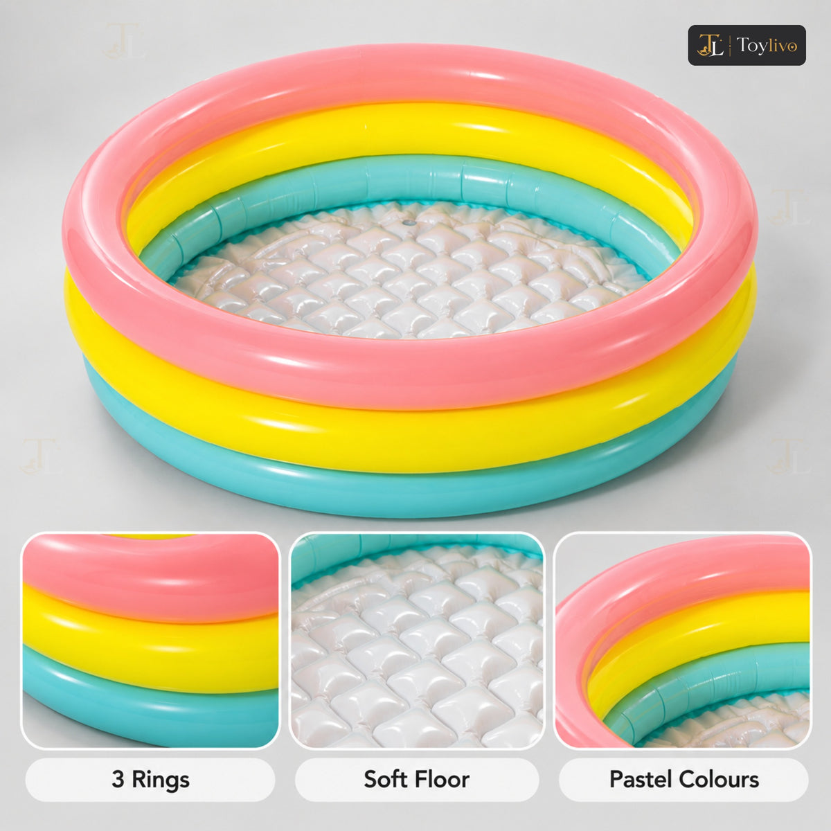 Intex Sunset Glow 3-Ring Baby Pool (Medium) – features