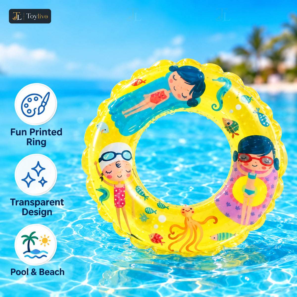 Intex Transparent Printed Swim Ring – features