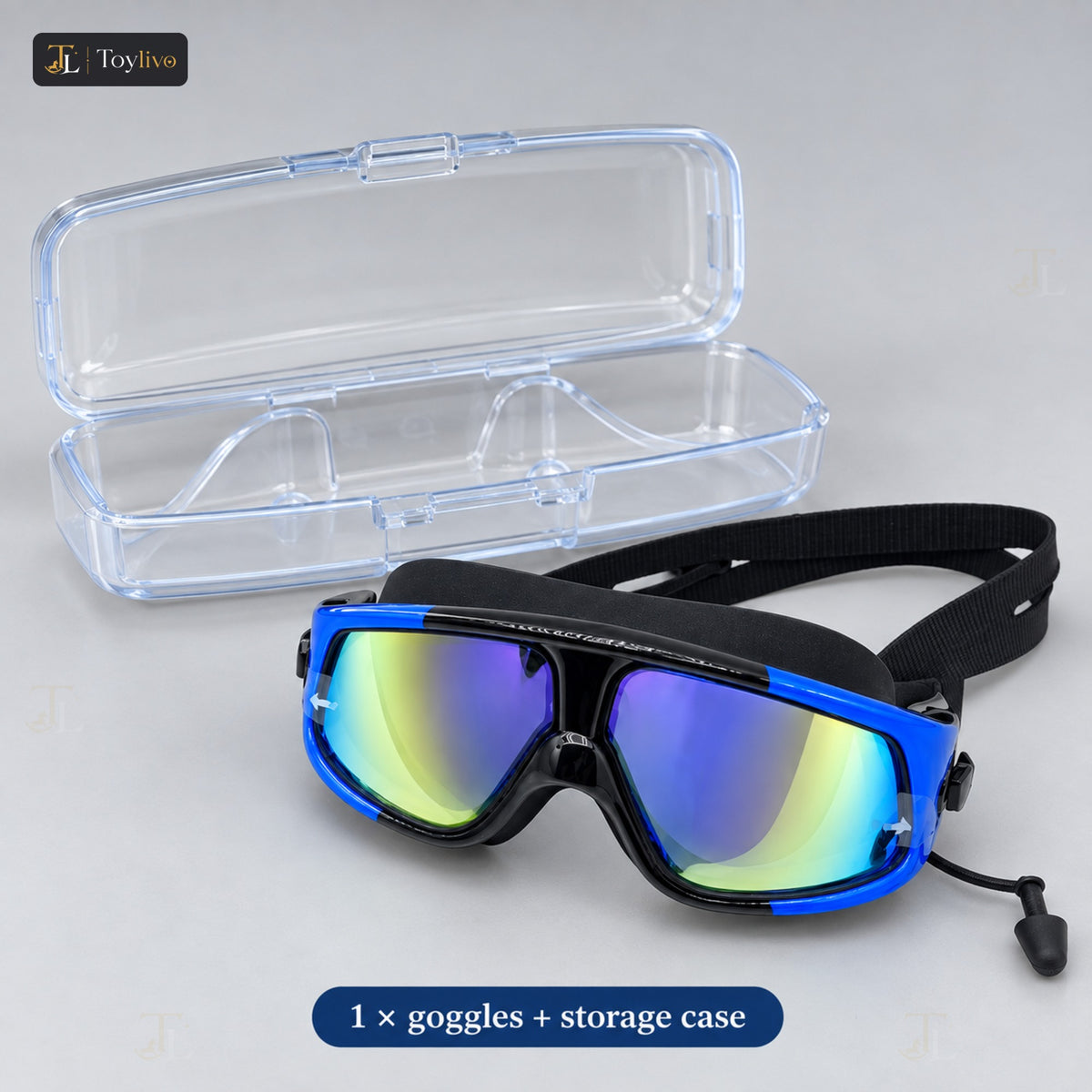 Wide View Mirror Swimming Goggles with Case – features