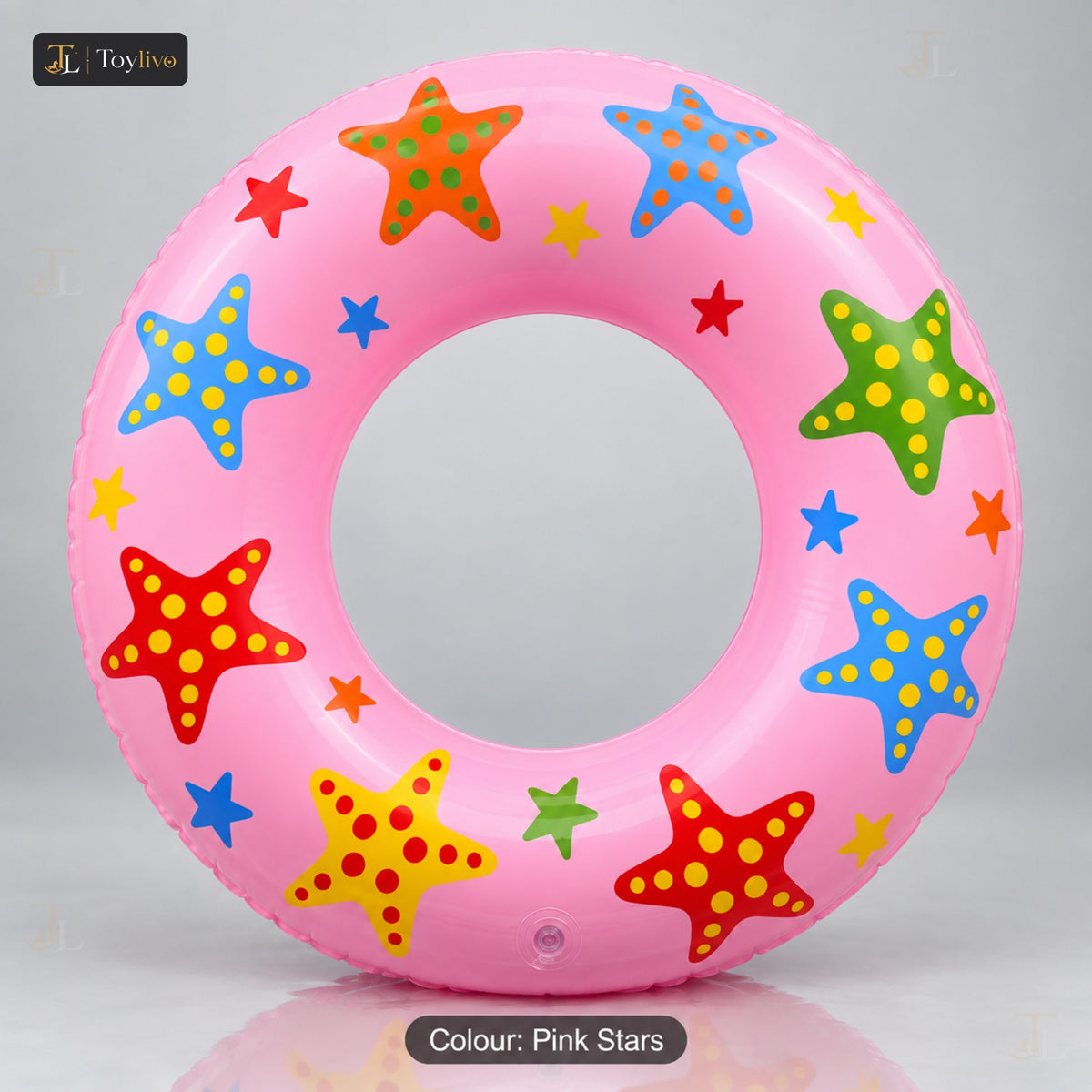 Printed Swimming Ring for Kids (70 cm) – pink stars