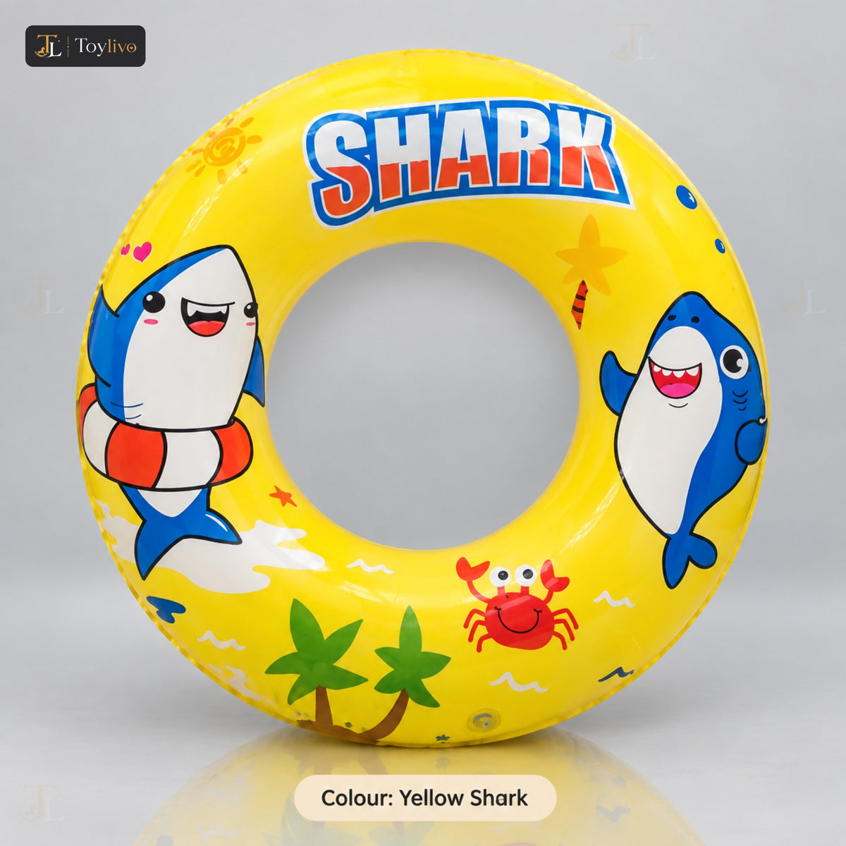 Printed Swimming Ring for Kids (70 cm) – yellow shark