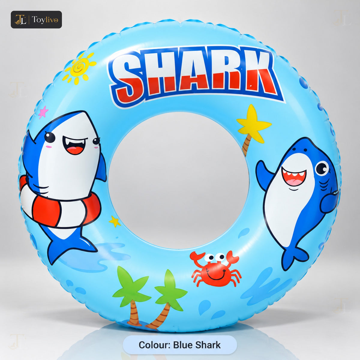 Printed Swimming Ring for Kids (80 cm) – blue shark