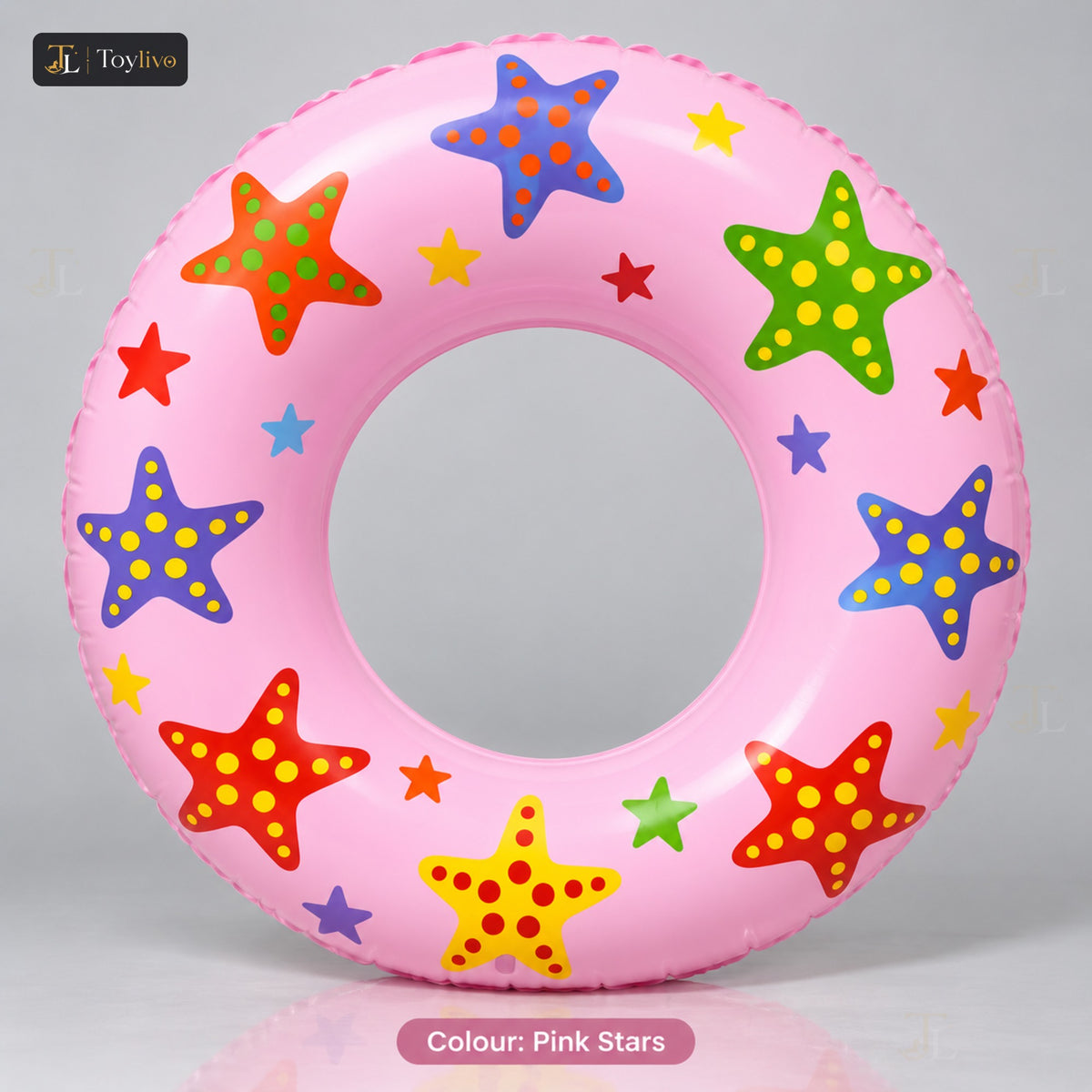 Printed Swimming Ring for Kids (80 cm) – pink stars