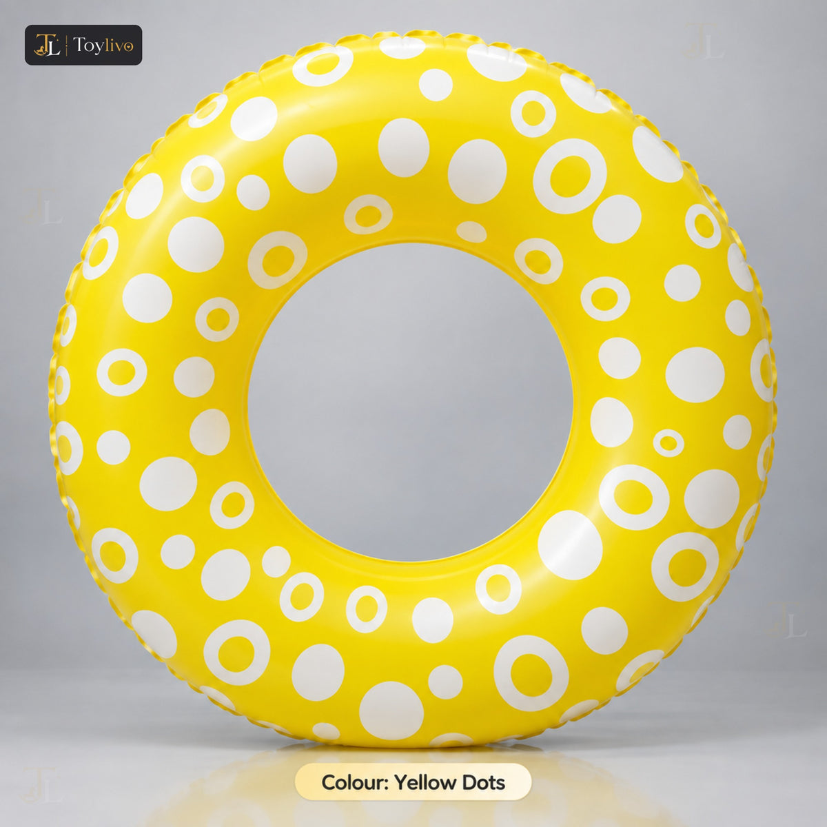 Printed Swimming Ring for Kids (80 cm) – yellow dots