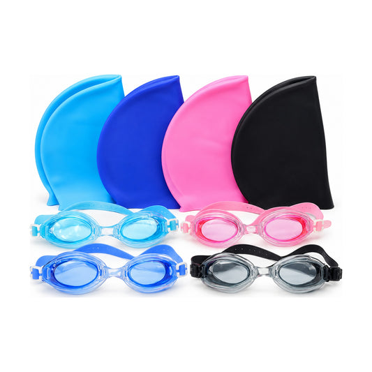 Silicone Swim Cap & Goggles Set – all colours