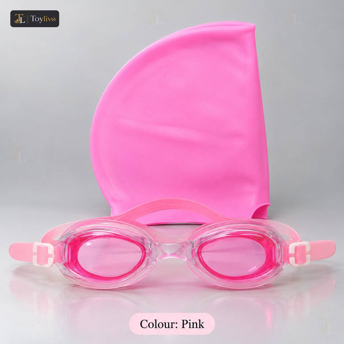 Silicone Swim Cap & Goggles Set – pink