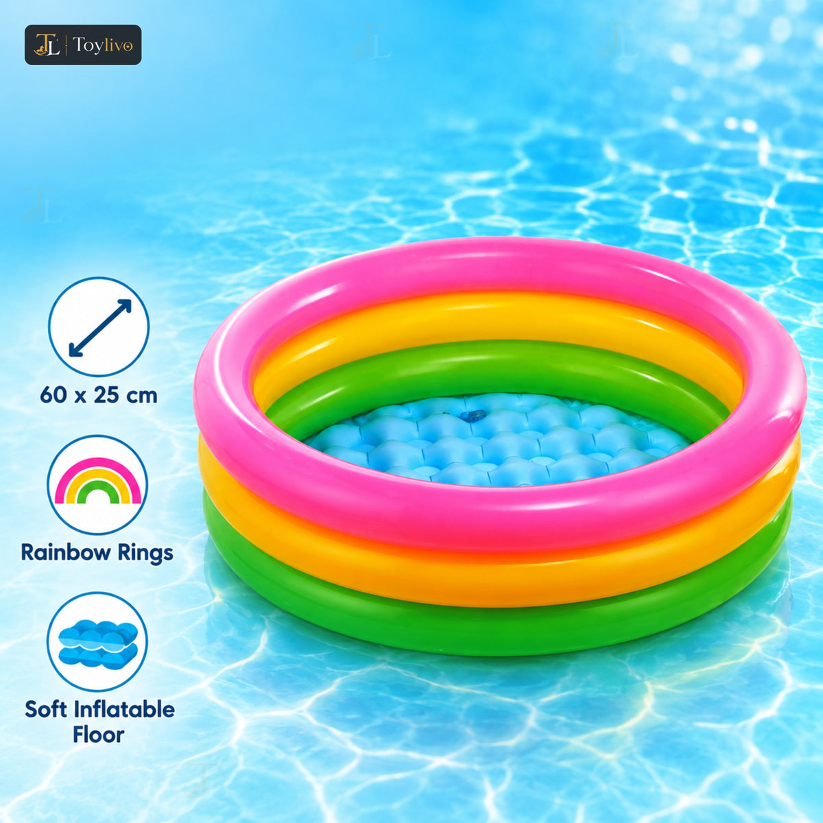 3-Ring Inflatable Baby Pool (60 cm) – features