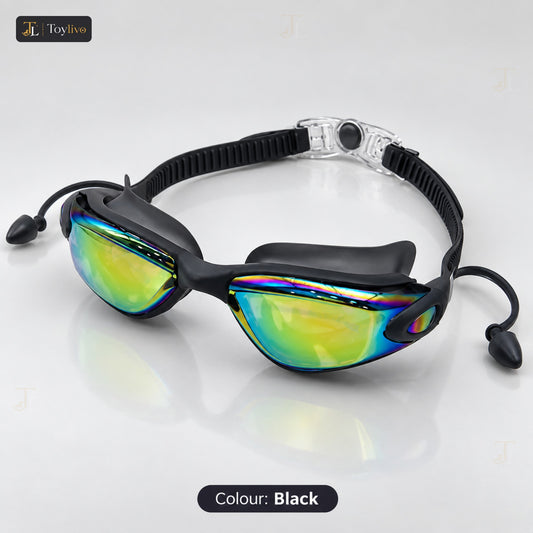 Mirror Coated Swimming Goggles – black
