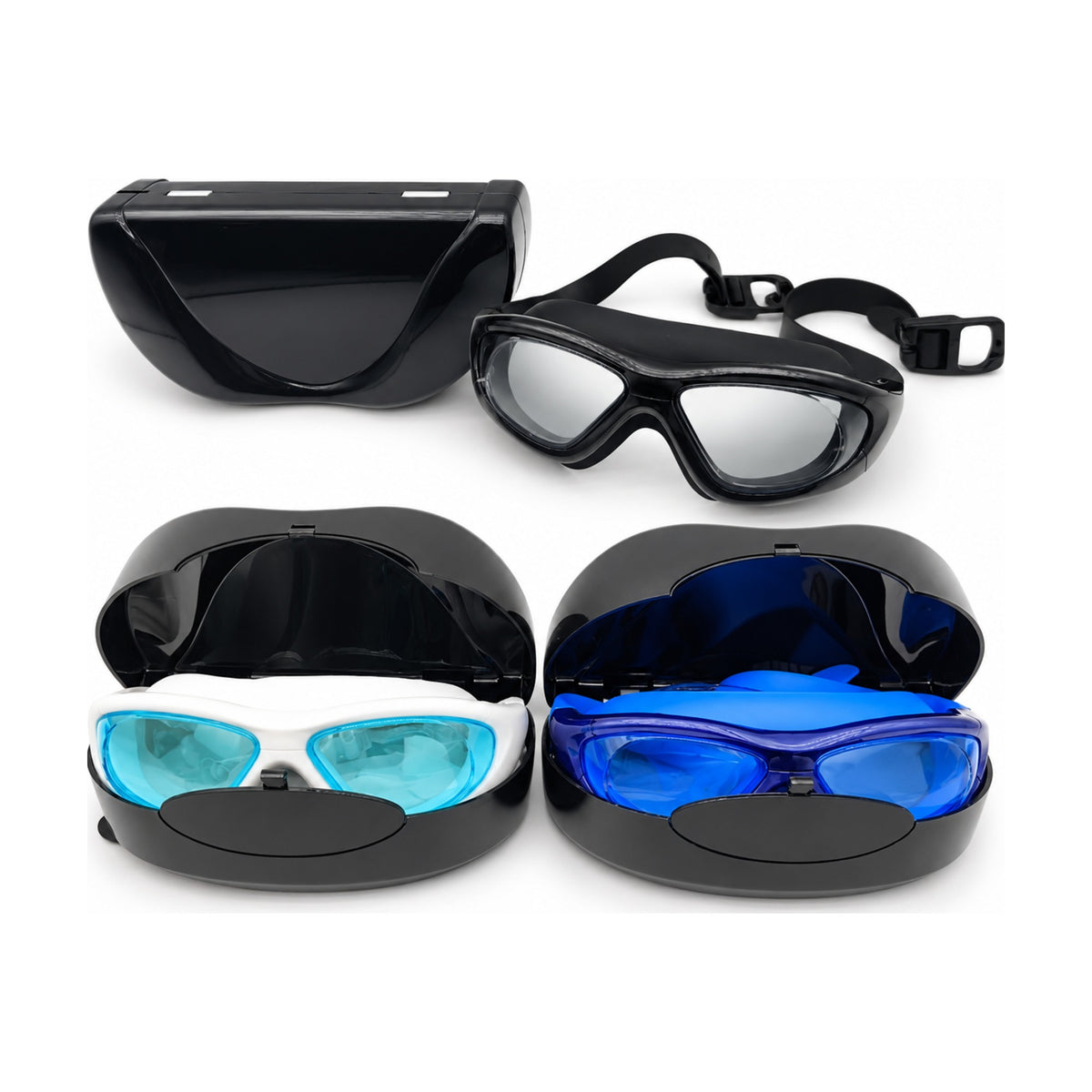 Adult Swimming Goggles with Hard Case – all colours