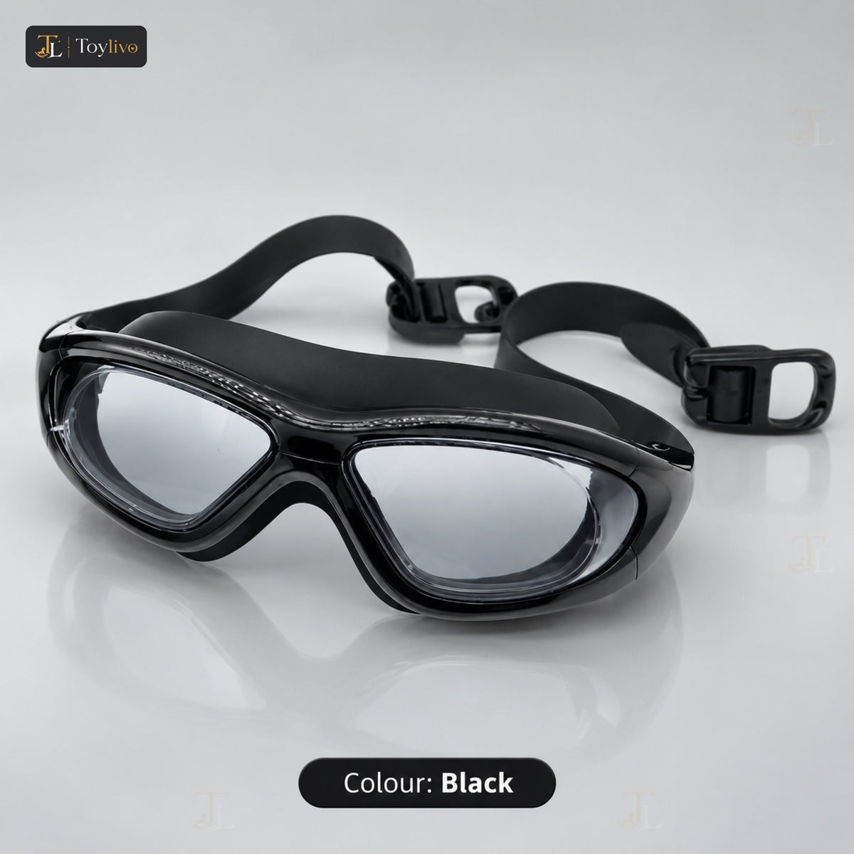Adult Swimming Goggles with Hard Case – black