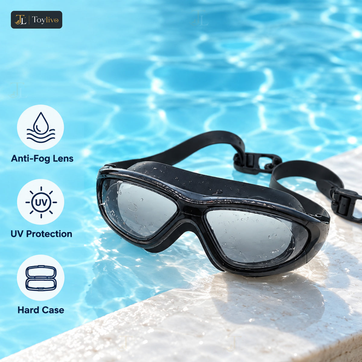 Adult Swimming Goggles with Hard Case – features