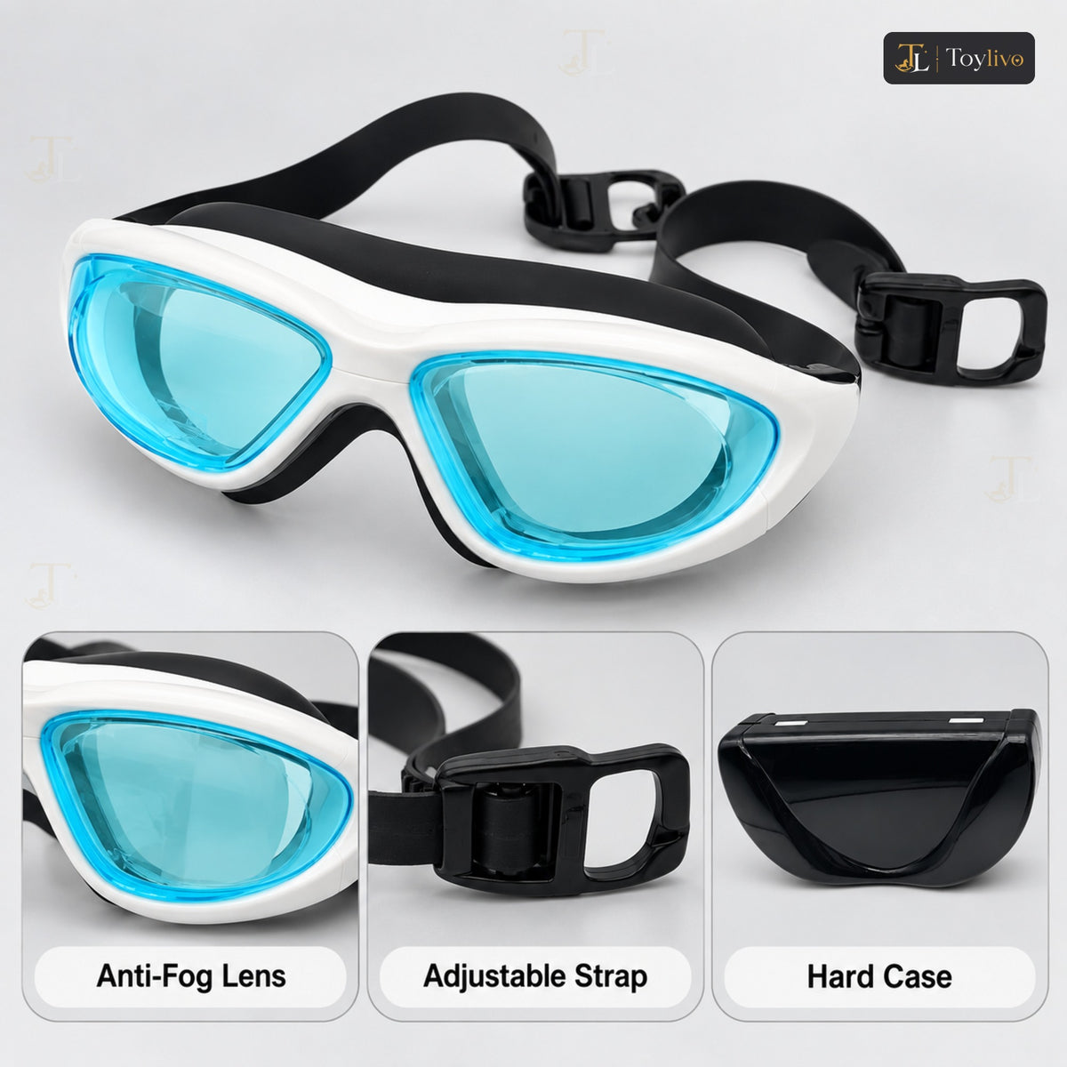 Adult Swimming Goggles with Hard Case – features