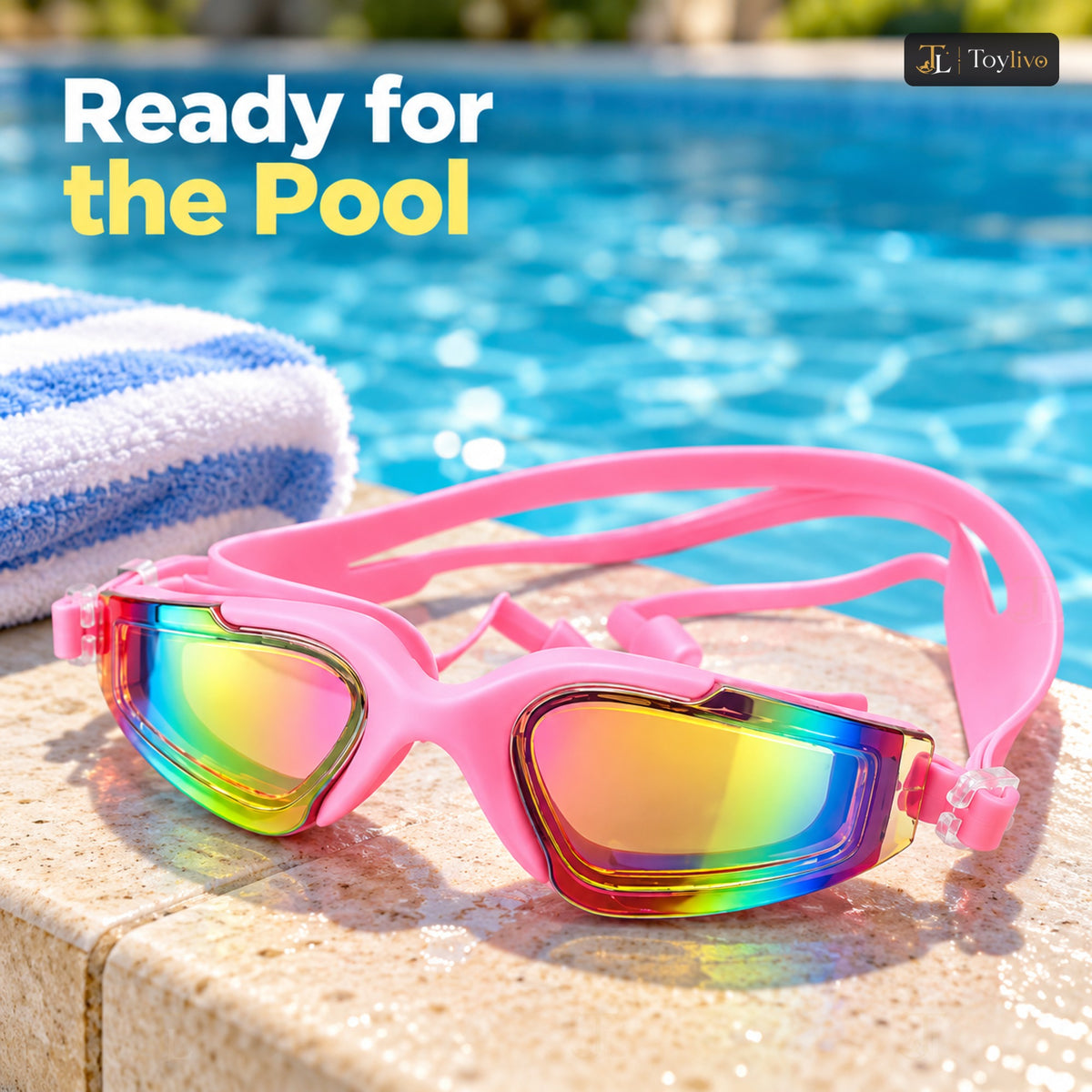 Mirror Coated Swimming Goggles with Hard Case – features