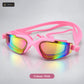 Mirror Coated Swimming Goggles with Hard Case – pink