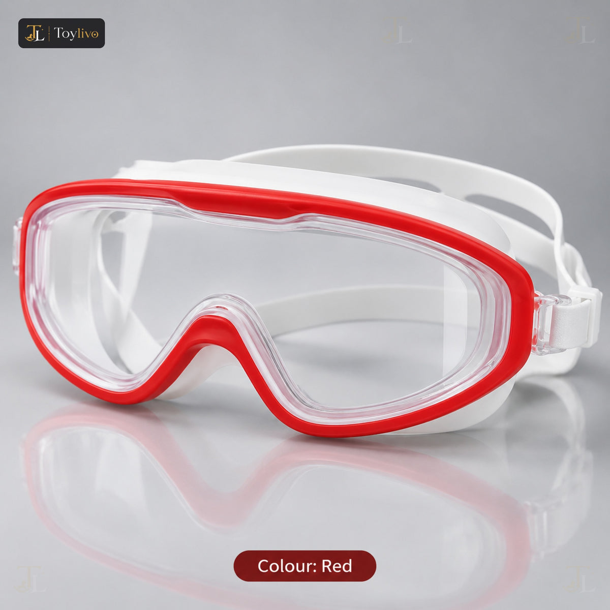 Anti-Fog UV Swimming Goggles with Wide View – red
