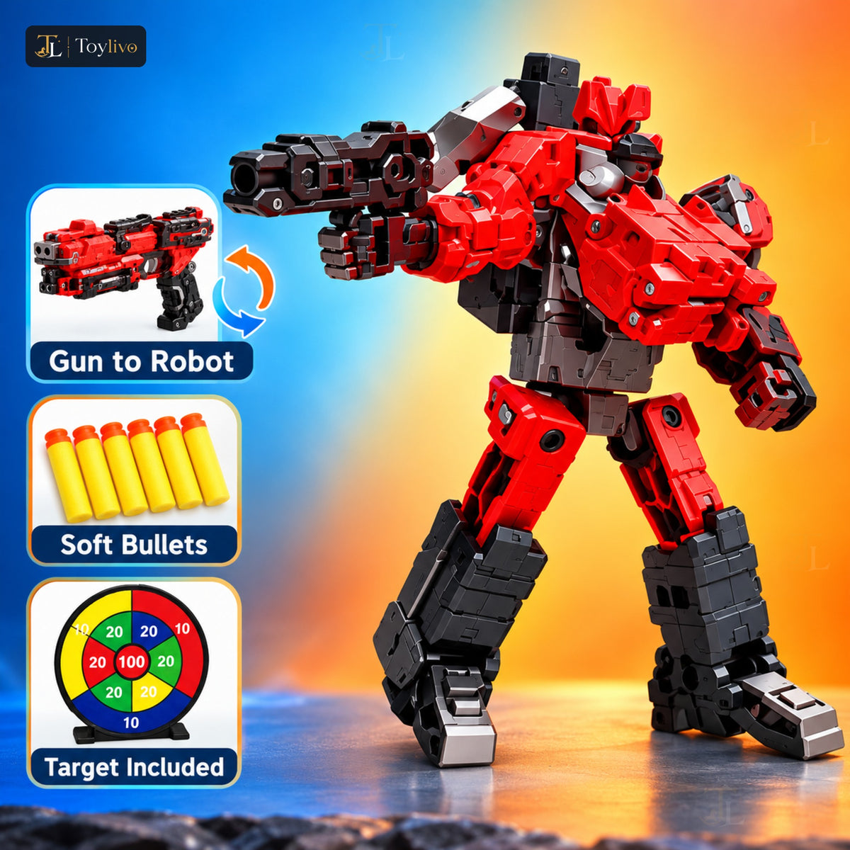 Gun Robot Transforming Shooting Toy – features