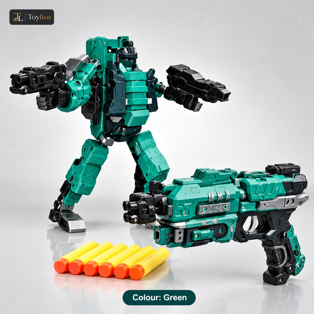 Gun Robot Transforming Shooting Toy – green