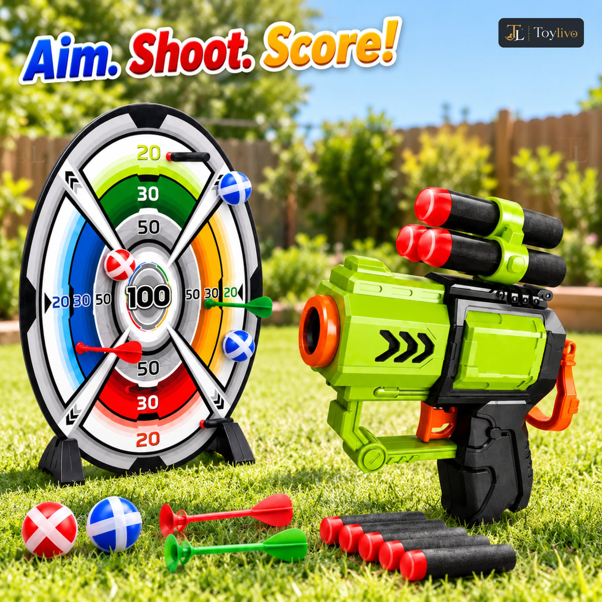 Air Blaster Foam Bullet Gun with Target – features