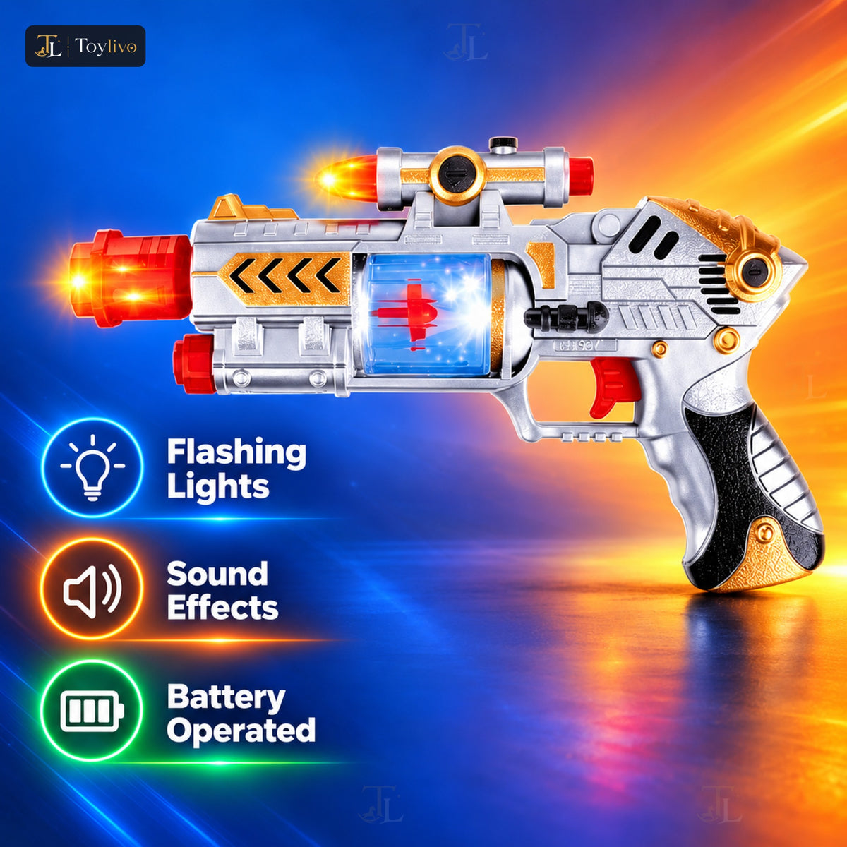 Space Toy Gun with Light & Sound – features