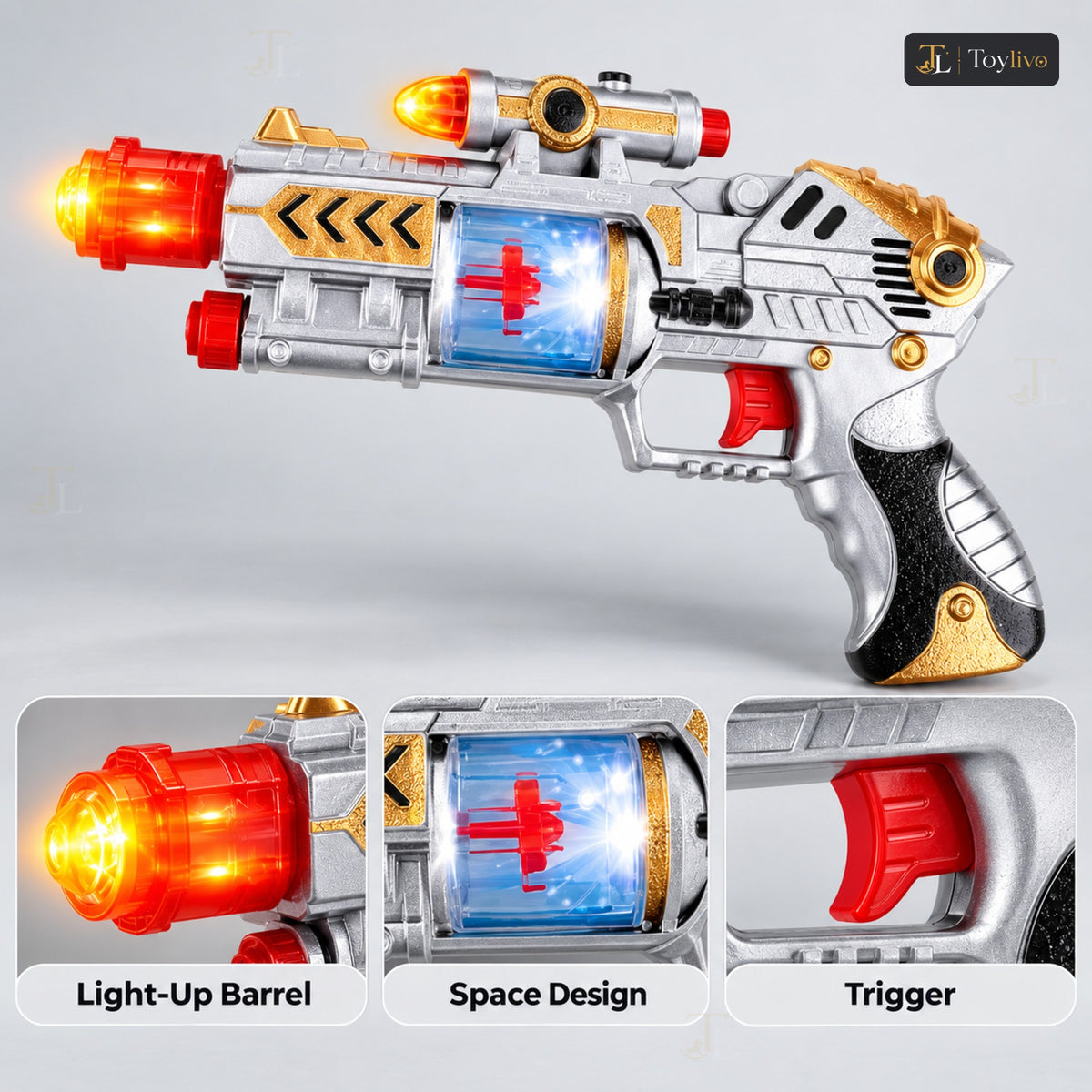 Space Toy Gun with Light & Sound – features